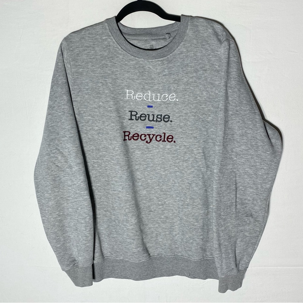 Threadcare Grey Reduce Reuse Recycle Embroidered Crew Neck Sweatshirt L